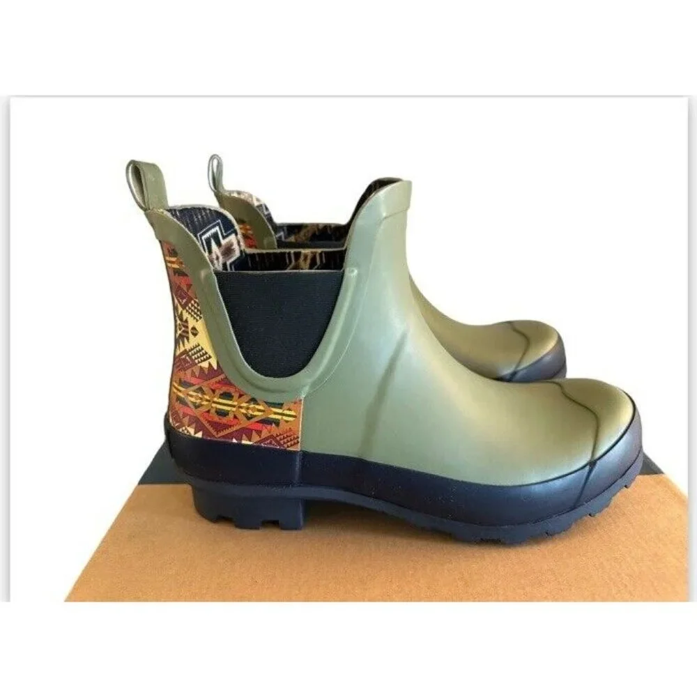 Pendleton Journey West Chelsea Rubber‎ Rain Boots Moss Aztec Womens Sz 6 NEW